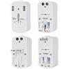 V-TAC Adattatore singolo universale da viaggio con 2 prese USB colore bianco spina standard US,UK,EU - sku 8704