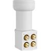 Megasat HD-Profi Quattro LNB - LNB universale (per funzionamento con multiswitch, 0,1 dB, connettori placcati oro, protezione dalle intemperie) - Bianco
