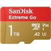 SanDisk 1TB Extreme Go scheda microSDXC + adattatore SD (per smartphones e Tablet Android, Action Cam, Drones, UHS-I, fino a 200 MB/s, 5K, 4K, UHD, V30, Rescue PRO Deluxe, Class 10, U3) per Amazon