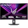 LG UltraGear 32G60ZA Monitor Gaming 32 Pollici, VA QHD (2560x1440), 180Hz, 1ms (GtG), 16:9 curvo, FreeSync, HDR 10, HDMI 2.0, DP, Stand regolabile, Nero