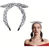 Guqqeuc Fascia a pois per donne e ragazze, fascia grigia con fiocco per capelli spessi e sottili fascia con orecchie di coniglio per ragazze donne accessori per capelli halloween fasce a pois
