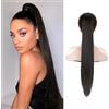 XFSRG 66cm Extension Capelli Lisci Con Forcine Capelli Finti Donna Coda Del Cavallo Regali Ragazze Donna Per appuntamento Celebrazione Festa Banchetti(Marron Nero)