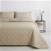 Mahome Trapuntino Matrimoniale Primaverile Estivo in 100% Puro Cotone 260x260 cm Leggero Double Face - Copriletto Trapuntato morbido Traspirante Anallergico - Made in Italy - Climp Tortora