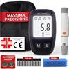 Medicinadellavoro.com Misuratore Glicemia Glucometro, 50 Strisce Reattive e 50 Lancette, per Diabete Tipo 1&2 e Gestazionale, con Astuccio in Omaggio (Glucometro + 50 Strisce + 50 Lancette)