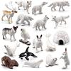 OUKEYI Mini set di statuette di animali artici, 18 mini giocattoli per bambini in plastica realistica, renna artica, balena bianca, orso polare, lupo, giocattolo per bambini regalo di compleanno