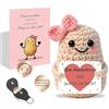 Szhhrxi Regalo Laurea Patata Incoraggiante all'Uncinetto a Mano - Pocket Hug Patata Fortunata con Portafortuna Esami e Biglietto di Auguri, Regali Laurea Originali per Donna Uomo