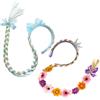 ZHMKYD13 2 cerchietti da principessa, capelli lunghi intrecciati, per ragazze, parrucca da principessa cosplay con fiore, accessorio per capelli per compleanni dei bambini, Halloween, carnevale e