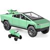 TOPRON Tesla Cybertruck Modellino Auto 1:24 Camion Giocattolo in Metallo Pressofuso con Luce e Suono, Mini Veicolo Giocattolo per Ragazzi dai 3 Anni in su (Verde, Dotato di Moto da Spiaggia)