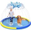 CACSPS Tappetino antiscivolo da 150 cm, per bambini e cani, addensante piscina con irrigatore, giochi d'acqua estivi all'aperto, piscina per bambini e ragazzi o cani da compagnia (blu e giallo)