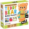 HEADU - Teddy Bear Baby Puzzle - La Prima Base Educativa in Legno | Puzzle con Animali Mezzi e Frutta, Gioco Educativo Bambini 1-3 Anni, Regalo Natale Pasqua, Gioco in Legno per Bambini, Made In Italy