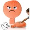 alldoro 60291-4 - Cuscino di Peluche XXL Grumpy Peach, Diametro 20,5 cm, con Suono e Emozioni Divertenti, a Partire dai 3 Anni