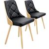 Menzzo scandinavi lalix Quercia - Set di 2 sedie P.U chiaro/nero 53 x 48 x 79 cm
