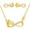 Yumilok-Donna Orecchini Collana Bouquet di Rose Zircone Infinity Simbolo Combinazione S925 Orecchini In Argento Sterling Collana In Argento Sterling Set Combinazione