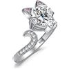 JewelryPalace Anello Donna Gatto Regolabile in Argento 925 con Cubic Zirconia Rosa, Fiocco con Cravatta a Farfalla, Fedina Zirconi a Taglio Rotondo Set Gioielli Anniversario