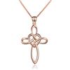 YFN Collana con Croce a nodo Celtico Collana con Ciondolo Infinito in Argento Sterling in oro Rosa con Cuore d'amore