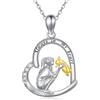 ROMANTICWORK Collana con ciondolo a forma di animale e ragazza, in argento Sterling 925, con coniglio/cavallo, per donne, ragazze, mamme figlia, 20 mm x 21 mm, 45.72 cm + 5.08 cm, Argento sterling