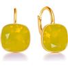 MŚ 1997 MENNICA ŚWIDNICKA Square Stupendi orecchini con comoda chiusura realizzati in argento sterlina 925 placcati con oro a 24 carati regalo per la Festa della Mamma, compleanni, onomastici o anniversari (Yellow Opal)