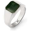 Kuzzoi Anello con sigillo da uomo, rettangolare, con smalto verde, in argento sterling 925, anello in argento massiccio (10 mm), per uomini di misura 54-66, 0605212925, 54, Smalto