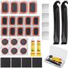 KOSLEOW Kit Riparazione Pneumatici Bici con 20 Toppe in 3 Misure, 2 Colla, 2 Levagomme, 4 Lime Metalliche, Accessori Portatile per Camera d'Aria di Bici, Moto e Scooter Elettrico