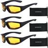 GUODSKHOO Occhiali da sole da ciclismo per uomo e donna, antivento, visione notturna, 3 pezzi (giallo)