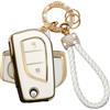 ATFIGII Custodia per chiave auto compatibile con Toyota Yaris Aygo X Yaris Cross Yaris Hybrid, custodia protettiva in TPU con bling bling, portachiavi con 2 tasti, oro bianco