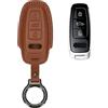 kwmobile Custodia Chiavi Vera Pelle Compatibile con Audi A6 A7 A8 Q7 Q8 con 3 tasti Keyless Custodia - Car Key Case con Anello Portachiavi - Accessori Auto - marrone chiaro