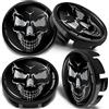 SkinoEu 4 x 65mm Coprimozzi in Lega per Cerchi Compatibile con VW 3B7 601 171 / 6U7 601 171 Cranio Nero Argento CV 48 new