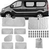 Soekodu 8 pezzi di ricambio per parabrezza camper 2001-2014 Renault Trafic LWB, protezione solare per parabrezza con custodia, 100% occlusione