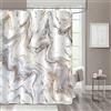 Gibelle Tenda da doccia in marmo grigio oro astratto neutro per arredamento bagno, moderna arte di lusso impermeabile in tessuto set con ganci, accessori da bagno unici, 72 x 72 cm