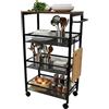 Relaxdays Carrello salvaspazio in Metallo con 4 Ripiani, rotelle, Marrone/Nero, 77x22x45 cm