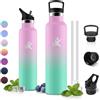 JAPORIA Borraccia Termica 1L, Borracce Acciaio Inox, Bottiglia Acqua senza BPA, Borraccia Termica con Cannuccia, con Doppio Strato Isolante, a Prova di Perdite, per Escursionismo, Fitness