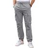 Tolaler Pantaloni Cargo Uomo Casual con Tasche Laterali Pantaloni Jogging Elastico Vita Fit Sportivi Grigio Scuro S