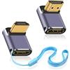 Duttek Adattatore HDMI 8K a 90 gradi (confezione da 2), adattatore HDMI maschio a femmina, 48 Gbps, con indicatore LED di lavoro per laptop, DVD, TV, monitor