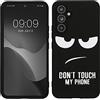 kwmobile Cover Compatibile con Samsung Galaxy A54 5G - Custodia in Silicone TPU - Cover Protettiva Soft Case - Don't touch my phone bianco/nero