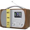 LEMEGA DR5 Radio Portatile DAB/DAB+/FM,Radiosveglia Digitale con Bluetooth,Alimentazione a Rete o a Batterie,Radio Sveglia da Comodino o Cucina con Stazioni Memorizzate,Legno e Finitura Metallica