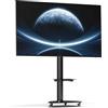 XTRARM Proton 300 Supporto TV mobile con ripiano, prese di corrente, porte USB, altezza 191 cm, formato verticale orizzontale 32-75 pollici, 40 kg alluminio nero