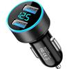 Tuwonwa 66W Caricatore auto USB C, 2-Porte Accendisigari USB C con Ricarica Rapida QC3.0 E PD66w, Caricatore auto Accendisigari con Voltmeter LED per Dispositivi Mobili e Altri Accessori