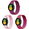 ZoRoll 3 Pezzi 20mm Cinturino per Samsung Galaxy Watch 5/Watch 5 PRO/Watch 4/Watch 4 Classic, Nylon Ricambio Bracciale per Samsung Galaxy Watch Active 2/FE 40mm - Chiaro+Viola+Rosa Scuro
