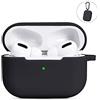 AKABEILA Cover AirPods Pro Silicone, Custodia AirPods Pro in Silicone, Compatibile con Apple AirPods Pro Cover Custodia Protettiva Air Pods Pro [LED Frontale Visibile] Moschettone Protettiva, Nero