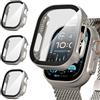 Suoman Diruite Suoman 3 Pezzi Custodia per Apple Watch Ultra 3/2/1 49mm Vetro Temperato Pellicola Protettiva,PC Rigido Case Protettiva Ultrasottil Cover,Acciaio Titanio&Acciaio Titanio&Acciaio Titanio,49mm