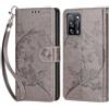 KENHONER Custodia per Oppo A16S/A16/A54S Cover, Grigio Farfalla | Portafoglio in Pelle PU Retro, Antiurto Flip, Slot per Schede, Funzione Stand, Chiusura Magnetica