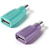Xthrotsenk 2 adattatori PS/2 a USB-A da maschio a femmina, adattatori per tastiera PS2, jack PS-2, spina USB A, ricambio per mouse, tastiera, PC, laptop, notebook, viola/verde