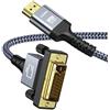 Snowkids Cavo Adattatore HDMI a DVI 1.8m, Bidirezionale DVI a HDMI Ultra High Speed 1080P Ad Alta Velocità Full HD 24+1 - Supporta 3D, Spina DVI-D Su Presa HDMI, Grigio