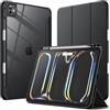 JETech Custodia per iPad Pro 11 Pollici M5/M4 2025/2024 (6a/5a Generazione) con Portapenne, Chiaro Trasparente Retro Conchiglia Sottile Supporto Antiurto Tablet Cover (Nero)
