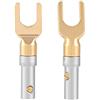 PUSOKEI Connettori a forcella Hi-Fi, 6 pezzi placcati in oro 4mm Banana U Forcella Y Spade Spade Connettore del cavo 'altoparlante Supporto a vite Supporto , connettori forcella hifi