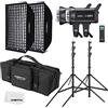 GODOX SL100Bi 2X 100W Dual Color Temperature LED Video Light + 60 x 90 cm Softbox,200 cm Light Stand, Honeycomb Grid, With Remote Control Suitable for Film Studios, Photo Studios