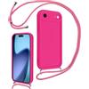 Coalbooliy Cover per iPhone 17 Air 6,5 con Cordino per Cellulare, Custodia Silicone con Regolabile Collana Sottile Morbida Case Protezione della fotocamera Antiurto con Necklace, rosso rosa