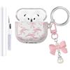 AIIEKZ Custodia compatibile con AirPods 4 2024, in morbido TPU con grazioso motivo floreale per AirPods di quarta generazione, con portachiavi a fiore e kit di pulizia, per ragazze e donne (fiocco