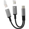 HOYULLI Adattatore USB C Doppio(2in1)Tipo C Cuffie Jack AUX Audio E Type C Ricarica Cavo Per Apple Adapter IPhone Auricolari Caricatore Splitter Accessori Compatibile Per Samsung Headphone SDoppiatore tp-2tp