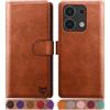 SUANPOT progettazione per Xiaomi Redmi Note 13 4G Blocco RFID Portafoglio Slot CarteSupporto Cellulare Magnetica custodia Pelle Sintetica Cover per Redmi Note 13 Marrone Chiaro